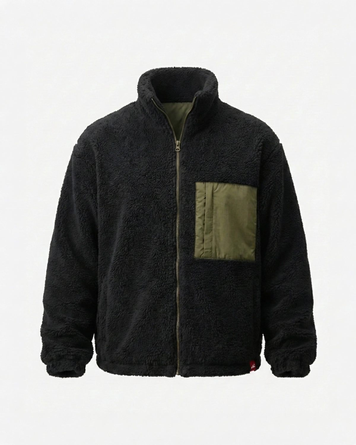 Teddy Fur Zipper Black
