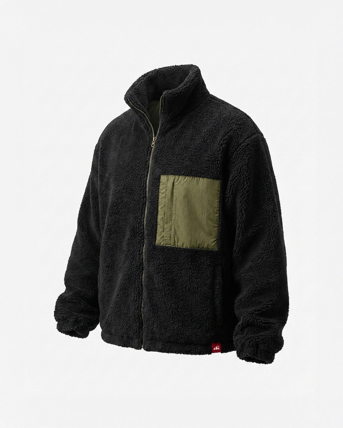 Teddy Fur Zipper Black